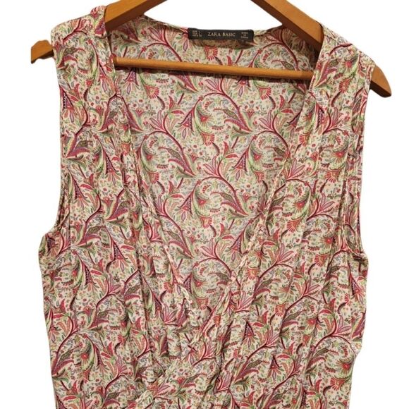 Zara Paisley Floral V-neck Short Sleeveless Romper L - Picture 8 of 15